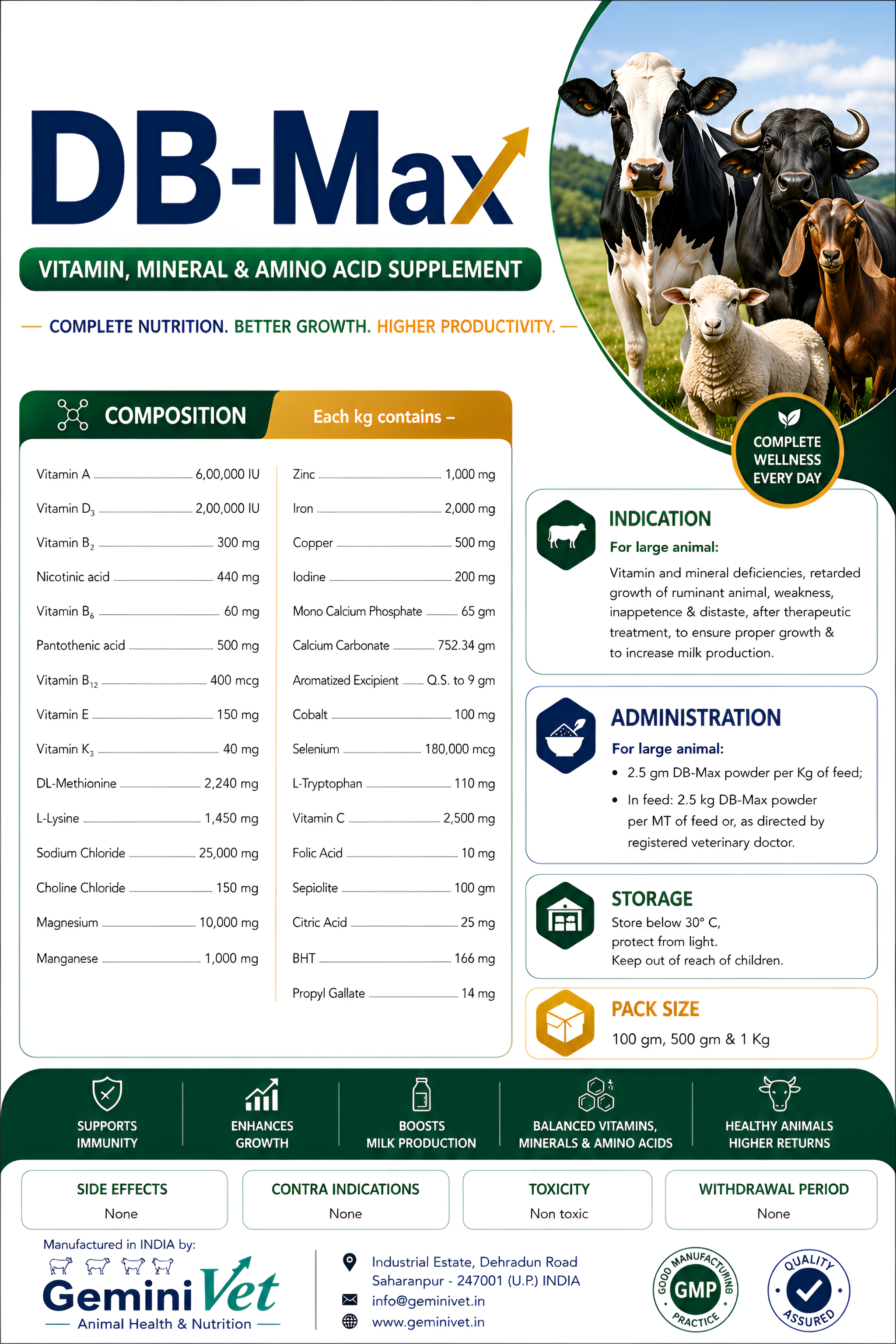 DB-Max  "Vitamin Mineral Growth Supplemental Growth Supplement"